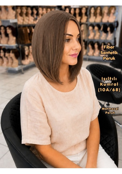 Küt Model Fiber Sentetik Peruk Işıltılı Kumral No-10A-68