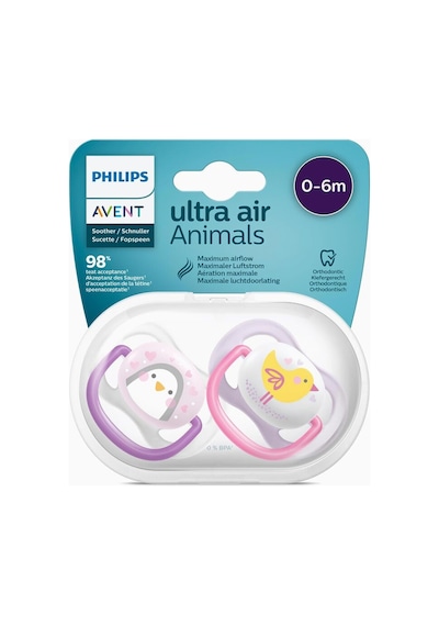 Philips Avent Ultra Air Animals Emzik 2'li 0 - 6 Ay Mor - Pembe