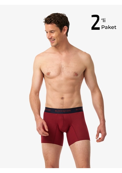 Blackspade Erkek Boxer 2li Paket Comfort 9618 - Lacivert Kırmızı Lacivert - Kırmızı