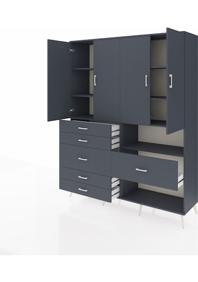 Hyperion Gardrop 7 Raflı 6 Çekmeceli 4 Kapaklı 176x44x221 Antrasit-antrasit Antrasit Hyperion Gardrop 7 Raflı 6 Çekmeceli 4 Kapaklı 176x44x221 Antrasit-antrasit Antrasit