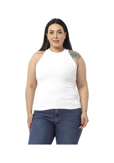 Disentis Büyük Beden Halter Yaka Yarım Balıkçı Fitilli Kaşkorse Beyaz Body-beyaz Beyaz