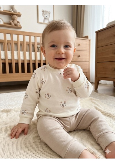 Ciccim Baby Pijama Takımı Bear Hugs Toprak Açık Bej