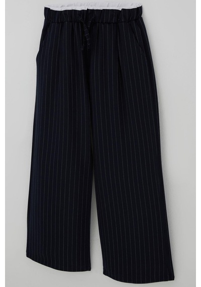 Breeze Kız Çocuk Pantolon Pinstripe Çizgili Çift Bel Detaylı 8-14 Yaş, Lacivert