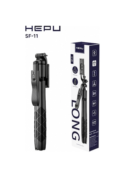 Hepu Sf-11 Bluetooth Kumandalı Uzatılabilir Selfie Stick Tripod Kablosuz Çekim Destekli, Katlanabilir Ve Taşınabilir Tasarım