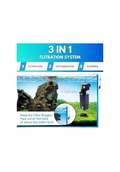 Tüm Akvaryumlar İçin 6005f Akvaryum İç Filtresi. 880 L/hr. 15 Watt Motor Ve Saf Bakır Motor