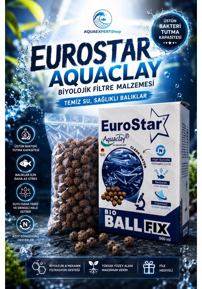 Eurostar Filtre Malzemesi - Aquaclay Biyolojik 500 Ml - Filtre Hediyeli - Çok Yüksek Bakteri Tutma Kapasitesi