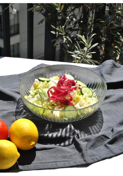 Tr 1 Adet Cam Şeffaf 20 Cm Salata Kasesi Orta Boy Salata Tabağı Kase 20 Cm, Beyaz Diğer