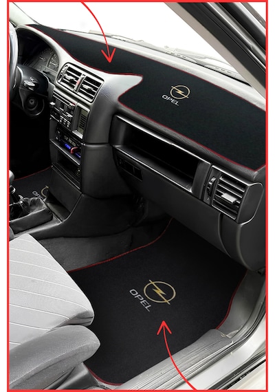 Opel Vectra A Kasa Uyumlu Nakışlı Oto Halı Paspas & Torpido Kaplama Koruma Halısı 5 Parça Set