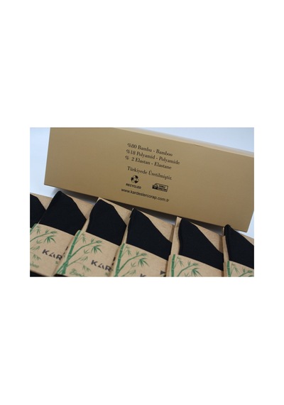 Kardeşler Çorap Erkek Bambu Soket Uzun Düz Siyah Çorap Dikişsiz 6'lı Premium Kutulu Siyah - 253870154 Siyah