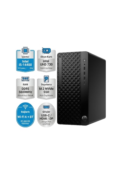 HP Prodesk 2 G1i B70VQAT-5 i5-14400 8 GB 512 GB SSD W11P Masaüstü Bilgisayar