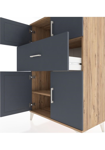 Hyperion Dolap 2 Raflı Tek Çekmeceli 4 Kapaklı 88x44x134 Çam-antrasit Atlas Çam Hyperion Dolap 2 Raflı Tek Çekmeceli 4 Kapaklı 88x44x134 Çam-antrasit Atlas Çam