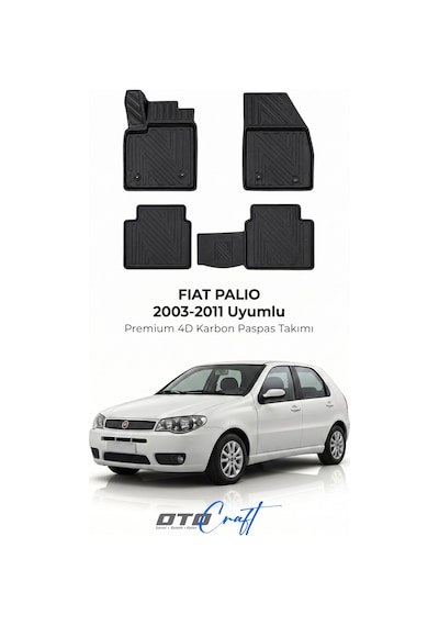 Otocraft Fiat Palio 2003-2011 Araca Özel 4d Karbon Oto Paspas Havuzlu Tam Set