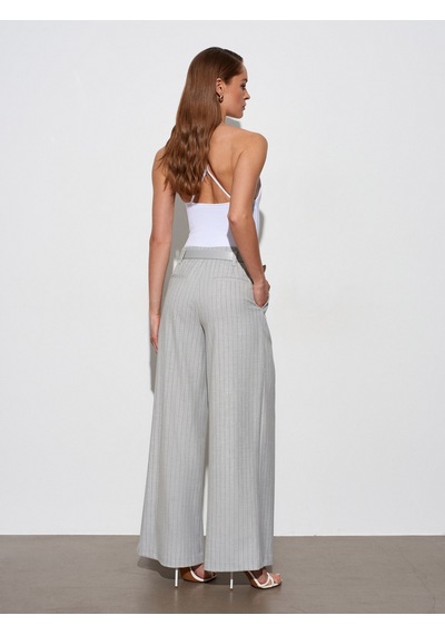 Dilvin 72682 Kemerli Pileli Pantolon-gri