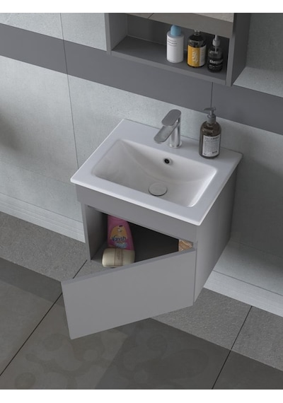 Biani Dalyan 50 Cm Banyo Dolabı Renk Mat Gri Çok Renkli