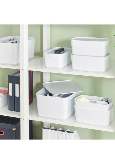 A5 Mybox Kapaklı Küçük Saklama Kutusu, 5 L, Parlak Görünüm, Plastik, Beyaz/gri, 52191001 Cok Renkli