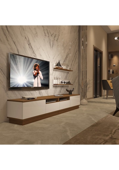 Decoraktiv Trendstyle 220rs Slm Tv Ünitesi Tv Sehpası Ceviz - Beyaz