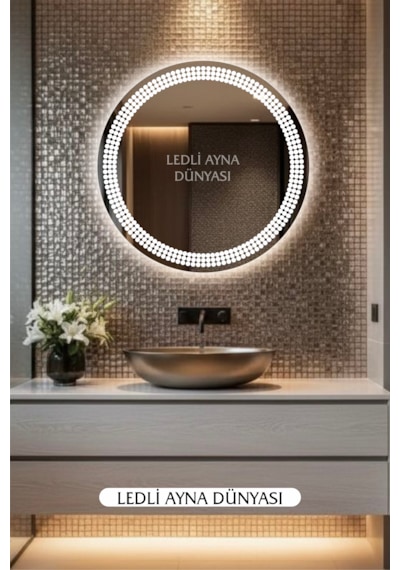 70 Cm Beyaz Işıklı Duvar Banyo Antre Makyaj Ledli Ayna Beyaz - Gümüş