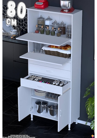Lorin 80 Cm 4 Kapaklı Raflı Çok Amaçlı Mutfak Kiler Ve Depolama Dolabı Beyaz Boy Dolabı-80x194x32 Cm Lorin 80 Cm 4 Kapaklı Raflı Çok Amaçlı Mutfak Kiler Ve Depolama Dolabı Beyaz Boy Dolabı-80x194x32 Cm