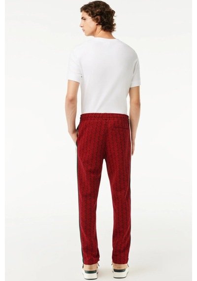 Lacoste Mens Regular Fit Monogram Red Sweatpants Erkek Dokuma Eşofman Altı Kırmızı