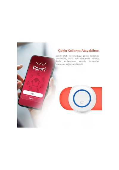 Fonri Akıllı Kablosuz Sos Panik Butonu Google Asistan Destekli, Wifi, Çoklu Bildirim, Pil Seviyesi, 2 Yıl Garantili, Tuya Destekli
