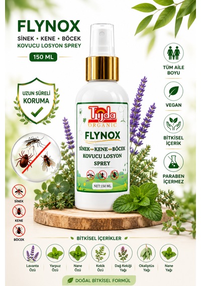 Tijda Flynox Sinek Böcek Kene Kovucu Losyon Sprey 150 Ml Doğal Bitkisel Tüm Vücut Seyahat Tatil Boy