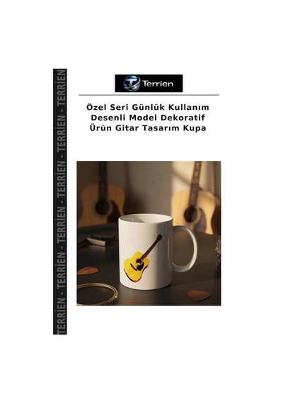 Özel Seri Günlük Kullanım Desenli Model Dekoratif Ürün Gitar Tasarım Kupa Çok Renkli