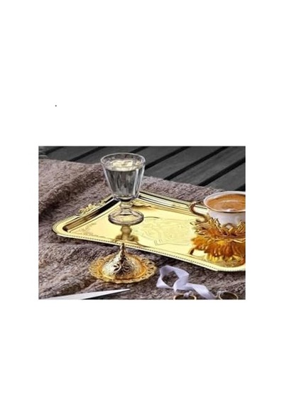 Tiryaki Damat Sunum Seti, Gold, Kahve Fincanı Açık Ahşap