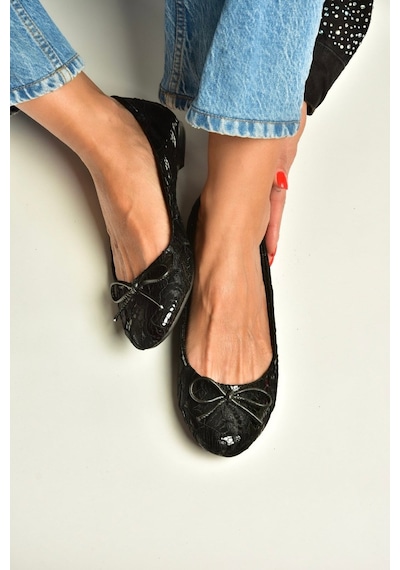 Fox Shoes Z726243404 Siyah Kumaş Kadın Babet