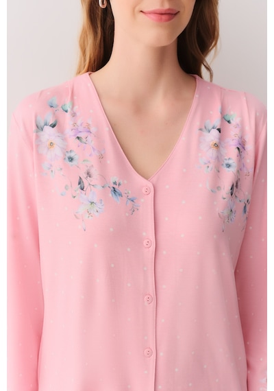 Suwen Jane Maskülen Pijama Takımı Sh26216660b1111 Pembe Puantiyeli