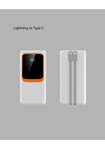 Şık Beyaz Powerbank 10000 Mah Çift Usb Çıkışlı Type-c Girişli