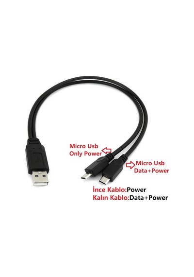 Micro Mikro USB Y Kablo Data Power Çevirici Dönüştürücü Adaptör