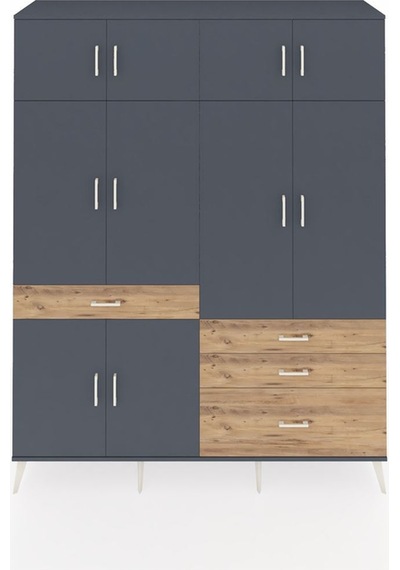 Hyperion Gardrop 5 Raflı 4 Çekmeceli 2 Askılı 176x44x221 Antrasit-antrasit/çam Antrasit/çam Hyperion Gardrop 5 Raflı 4 Çekmeceli 2 Askılı 176x44x221 Antrasit-antrasit/çam Antrasit/çam