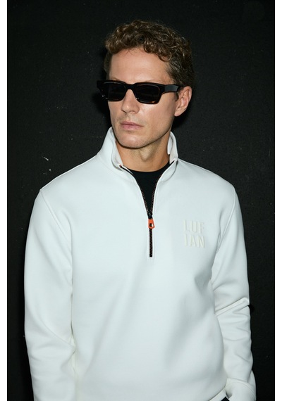 Lufian Chase Erkek Sweatshirt Kırık Beyaz Kırık Beyaz 112030213100510