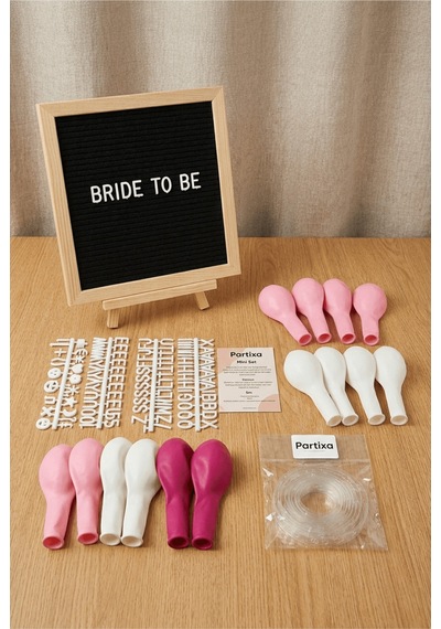 Bekarlığa Veda Bride To Be Süsleme Mini Set Siyah Keçe Yazı Panosu Standlı Balon Zincirli Yetişkin
