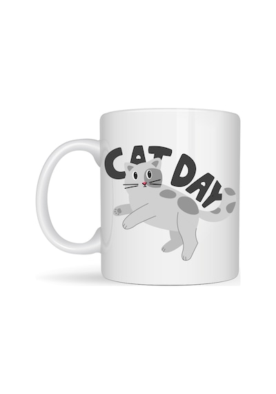 Vaveni Cat Day Kedi Desenli Porselen Kupa Model 67 Sevimli Kedi Figürlü, Günlük Kullanıma Uygun, Kahve & Çay Kupası Arz Diğer