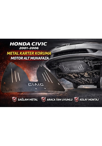 Honda Civic Vtec 2001-2006 Uyumlu Karter Koruma Motor Alt Muhafaza Sacı Cıvıc Yazılı 0
