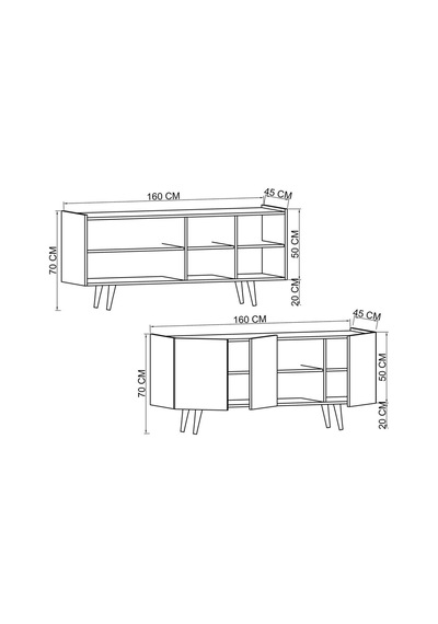 Milano Ahşap Ayaklı Modern Konsol 160 Cm Safir Meşe - Beyaz
