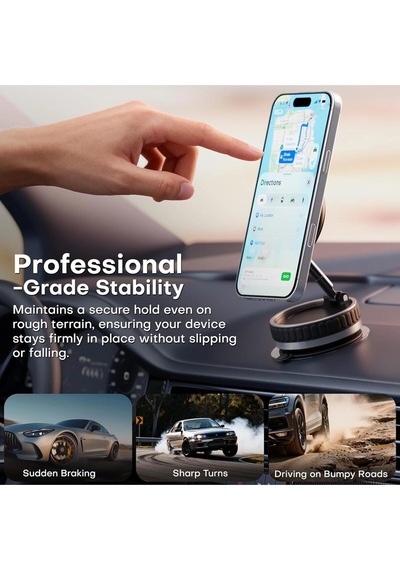 360 Dönebilen Telefon Tutucu - Ayarlanabilir Mıknatıslı Vakumlu Araç İçi Telefon Tutucu Çok Renkli