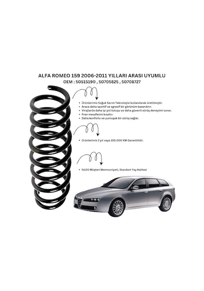 2 Adet Standart Yay St101012r Alfa Romeo 159 2006-2011 Arka Helezon Yay Takımı
