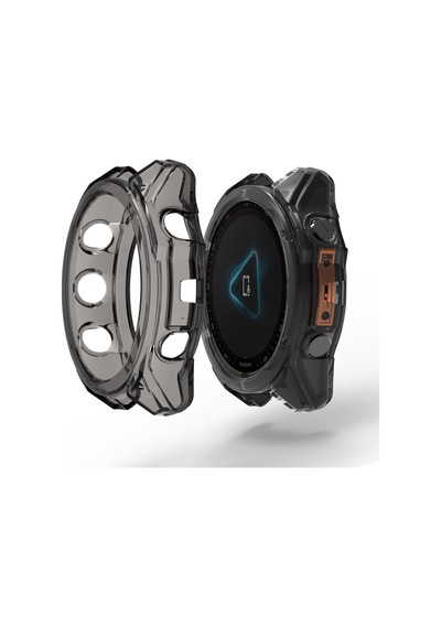 Caseonn Garmin Fenix 8 - 51 Mm, Amoled Kılıf Darbeye Dayanıklı Kasa Koruyucu Esnek Silikon Füme