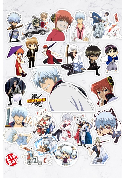 Gintama Anime Telefon Laptop Bullet Journal Sticker Paketi 25 Adet Çok Renkli