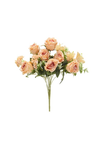 Yapay Gül Lilyum Ortanca Demeti 49 Cm Somon-10054