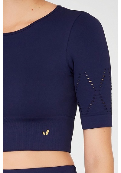 Jerf Naples Kısa Kol Crop Top Econyl Lacivert