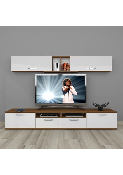 Decoraktiv Eko 5220 Slm Krom Ayaklı Tv Ünitesi Tv Sehpası Ceviz - Beyaz