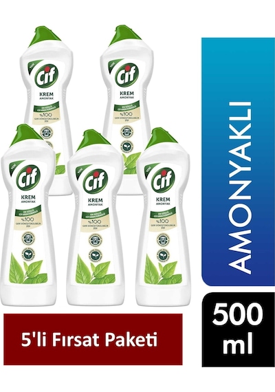 Cif Krem Temizleyici 500 Ml Amonyaklı (5'Li Fırsat Paketi)