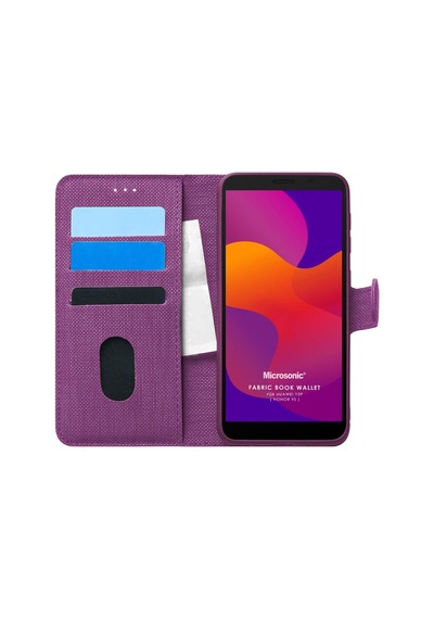 Huawei Honor 9s İçin Kılıf Fabric Book Wallet Mor Honor 9s İle Uyumlu Kılıf - Mor