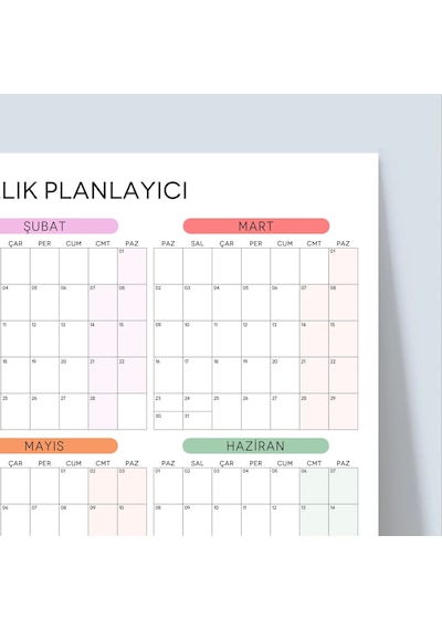 2027 Yıllık Planlayıcı Duvar Takvimi, Aylık Planlayıcı Takvim, Pastel Renkler