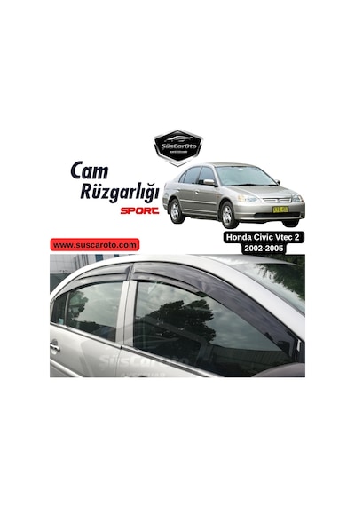 Honda Civic Vtec2 2002-2005 Uyumlu Mugen Cam Rüzgarlığı Seti Piano Black 4'lü İthal 00 Şüscaroto Aksesuar
