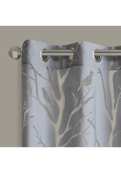 Averil Sheer Kuş Pencere Panel, Sentetik, Gri, 84" Panel