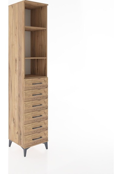 Hyperion Dolap 3 Raflı 6 Çekmeceli 44x44x221 Çam-çam Çam